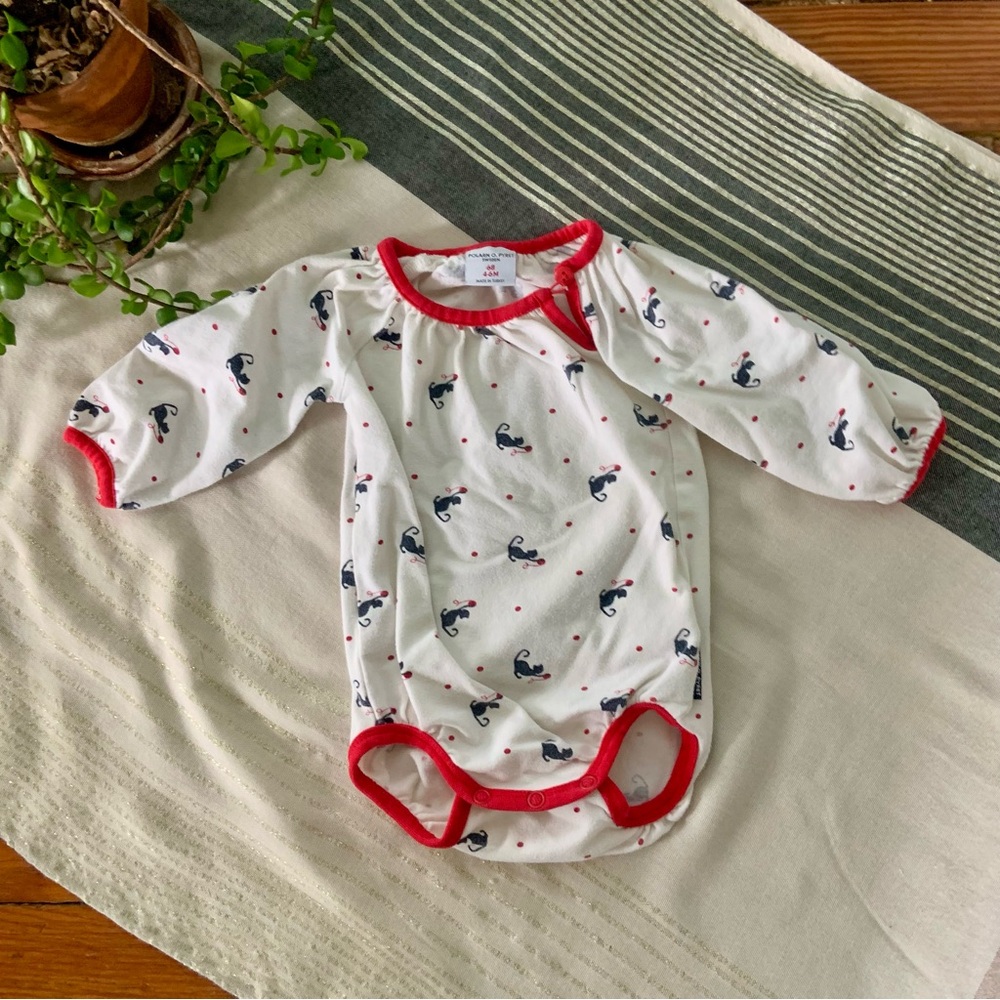 Polarn O. Pyret Black Cat with Yarn Long Sleeve Onesie